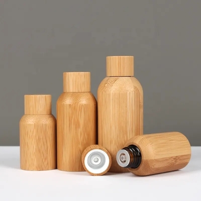 15 ml 30 ml 50 ml Leere Bambus Kosmetik ätherisches Öl Glasflasche Schraubkappe
