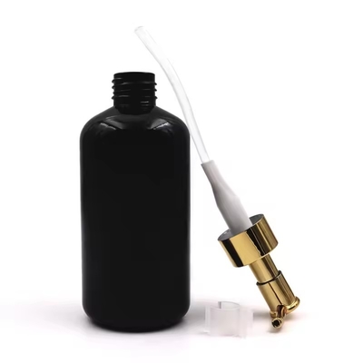 Kunststoff-Kosmetikflaschen Lotion Pump Flasche mit Golddeckel Runde Schulterflasche
