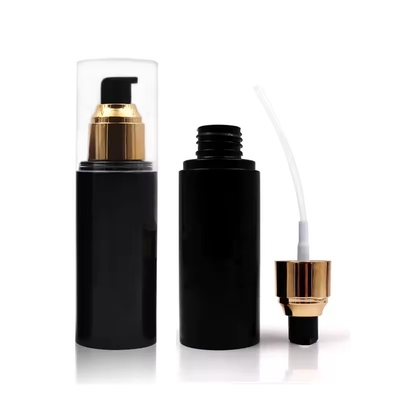 Kunststoff-Kosmetikflaschen Lotion Pump Flasche mit Golddeckel Runde Schulterflasche
