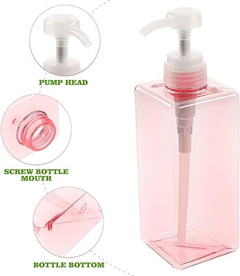 650 ml leere rosa Shampoo Duschgel Flasche Plastik-Haustier-Kosmetikflasche Behälter