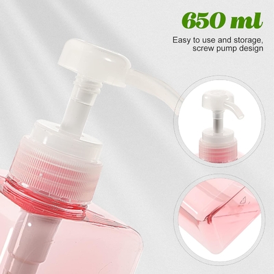 650 ml leere rosa Shampoo Duschgel Flasche Plastik-Haustier-Kosmetikflasche Behälter