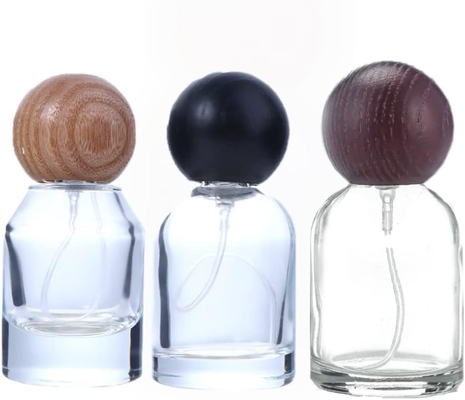 30 ml Glas-Flasche mit Parfümspray Flüssigkeitssprühgerät Reisefachflasche Holzdeckel