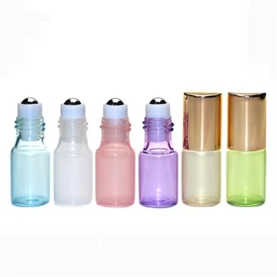 3 ml leere Glasflasche für ätherisches Öl mit Stahlkugeln und Golddeckel