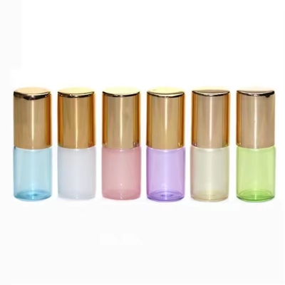 3 ml leere Glasflasche für ätherisches Öl mit Stahlkugeln und Golddeckel