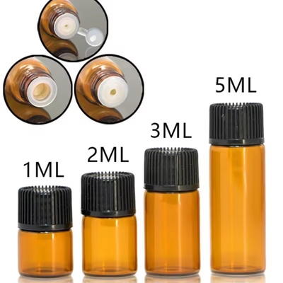 1 ml 2 ml 3 ml 4 ml 5 ml ätherisches Öl Mini-Amber-Flaschen aus Glas mit Schraubverschluss