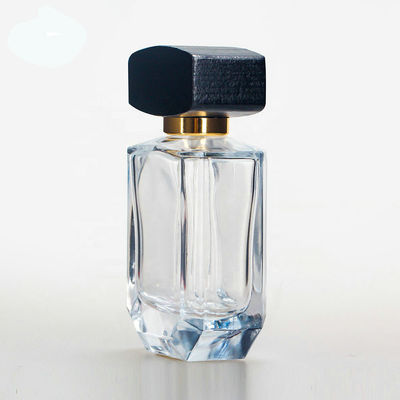 leere Glasparfümflaschen 30ml 28MM 28/400 quadratische hölzerne Kappen