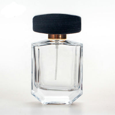 leere Glasparfümflaschen 30ml 28MM 28/400 quadratische hölzerne Kappen