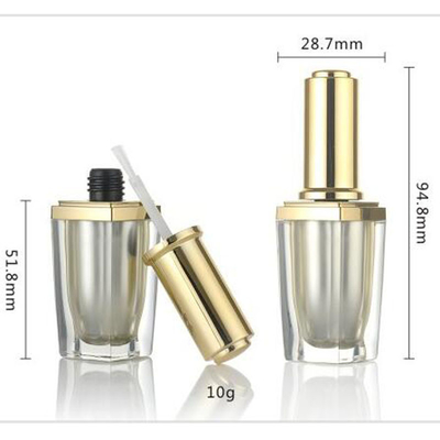 Acryl-leere 10ml Nagellack-Flaschen mit Bürsten-Goldquadrat