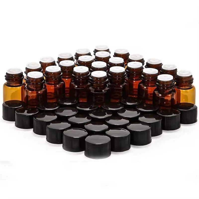 1 ml 2 ml 3 ml 4 ml 5 ml ätherisches Öl Mini-Amber-Flaschen aus Glas mit Schraubverschluss